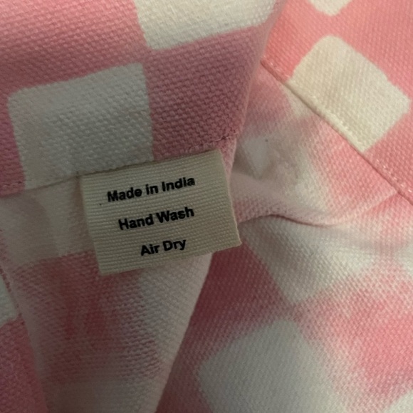 Pink and White Checkered Pants by SZ BLOCKPRINTS - Picture 4 of 5